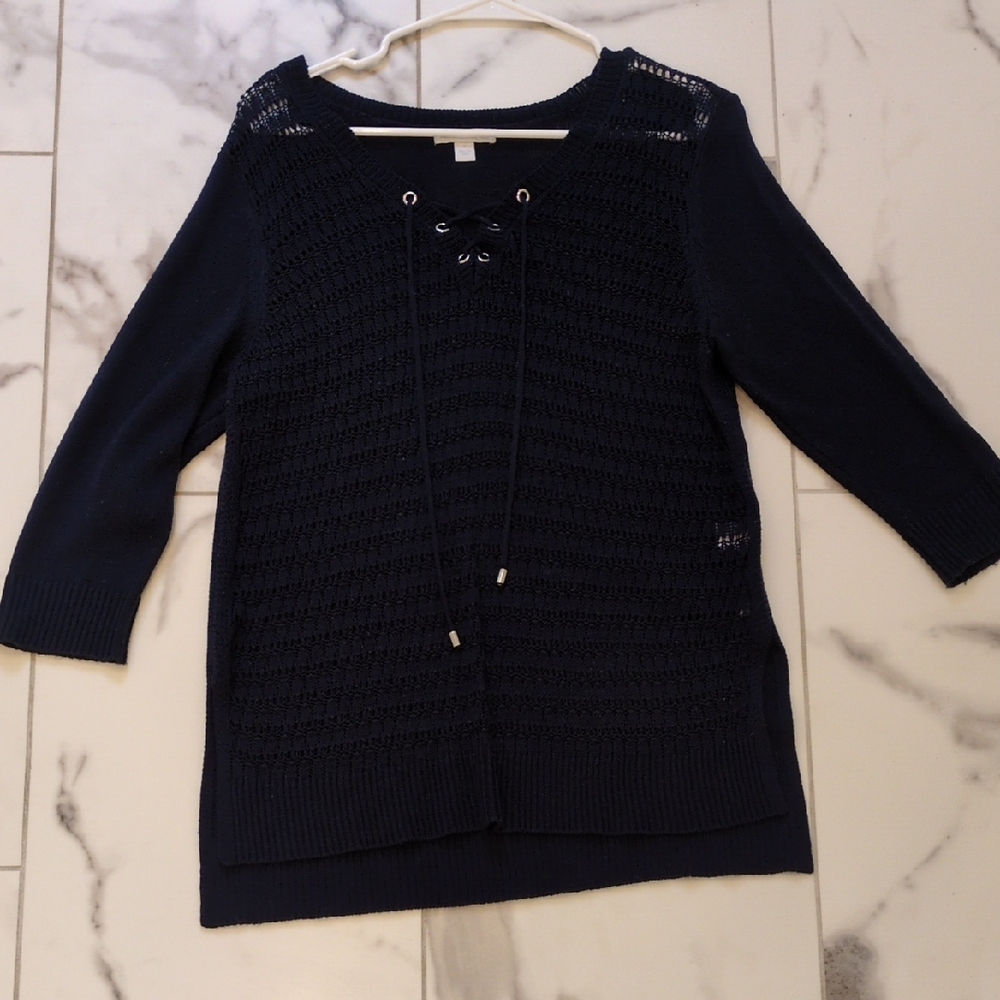 New York & Company Navy V-Neck Sweater